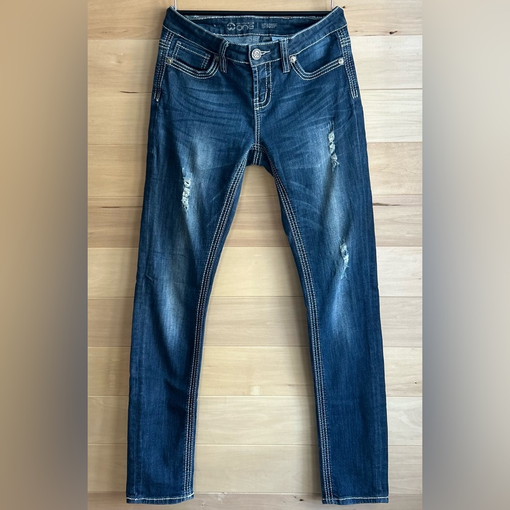 8- Size 28 Warehouse One Mid-rise Skinny Jeans, stretchy